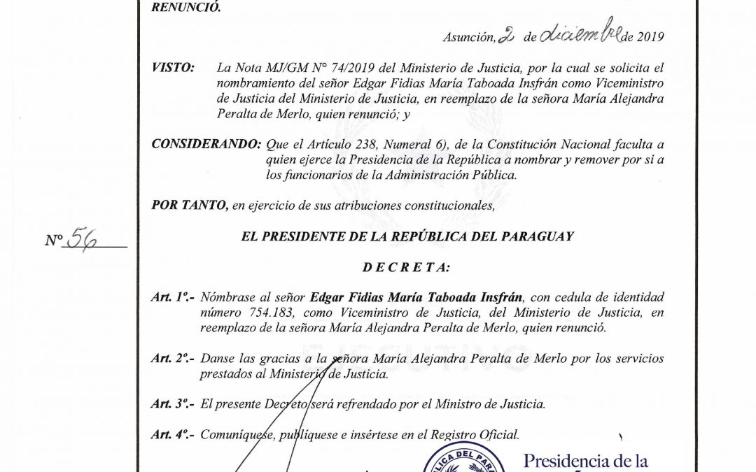 Designan nuevo viceministro de Justicia