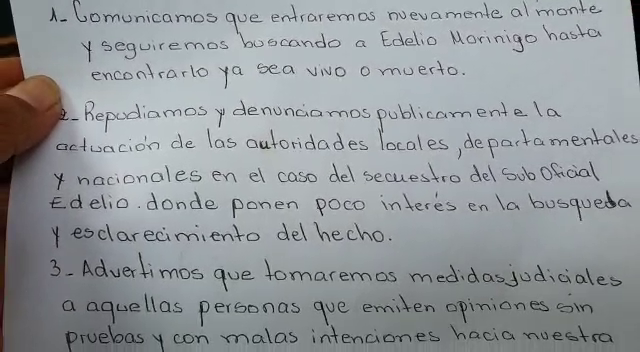 Familia de Edelio continuará búsqueda en el monte