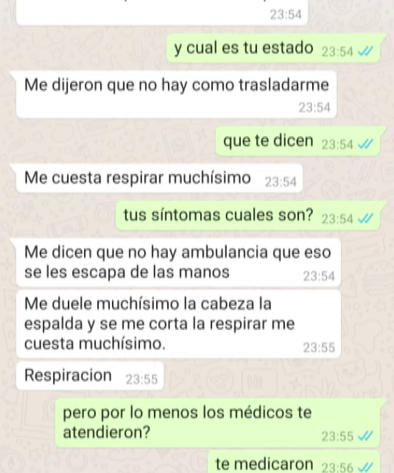 Denuncian falta de ambulancia para trasladar a paciente con problemas respiratorios