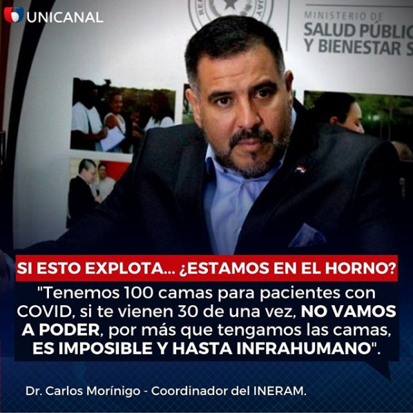 Morínigo: “Si nos vienen 30 positivos de una, no vamos a dar abasto”