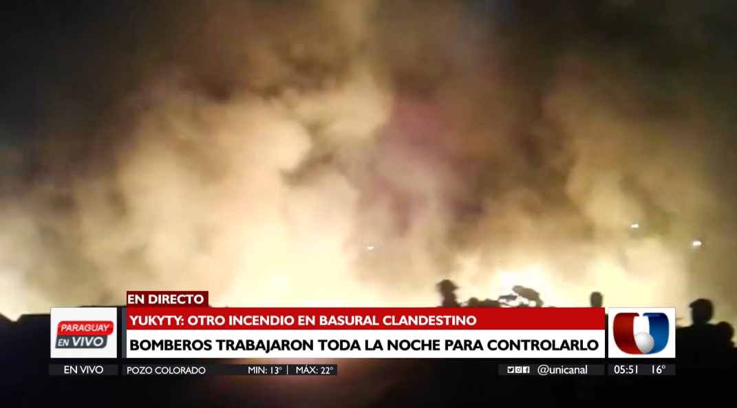 Incendio en vertedero clandestino del Cerro Lambaré