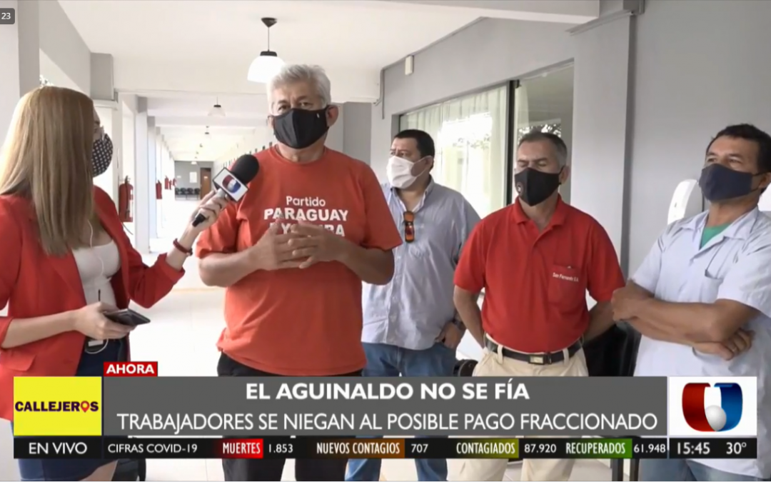 Trabajadores exigen la no cuotización de aguinaldo