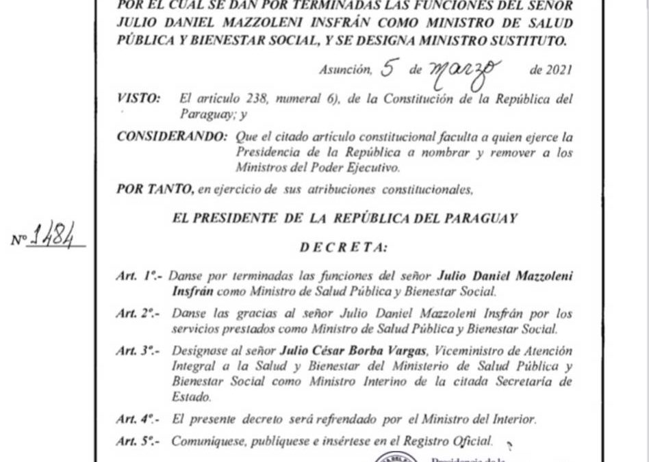 Ejecutivo designa a Julio Borba como ministro interino de Salud