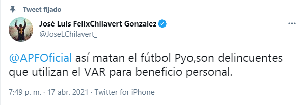 “APF, así matan al fútbol”, dijo Chilavert tras polémico penal a favor de Nacional