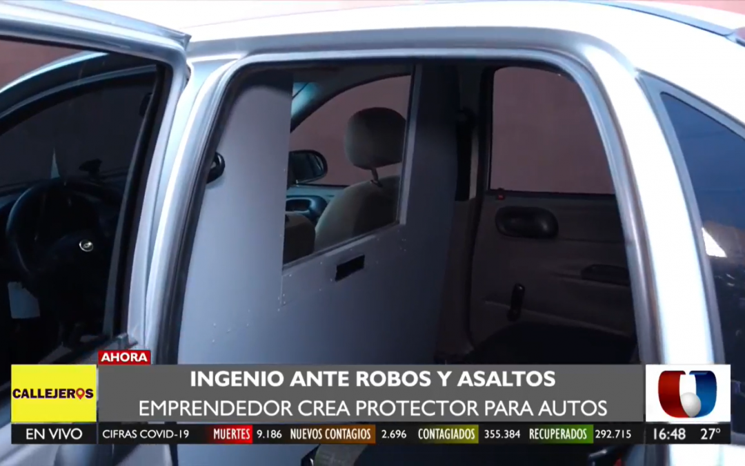 Ante robos y asaltos, emprendedor crea mampara antivandálica para autos