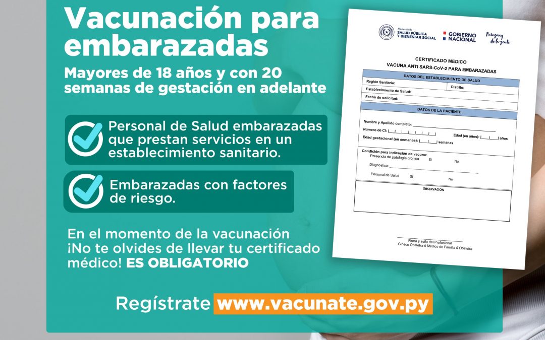 Vacunación anticovid: difunden certificado médico que deberán presentar embarazadas