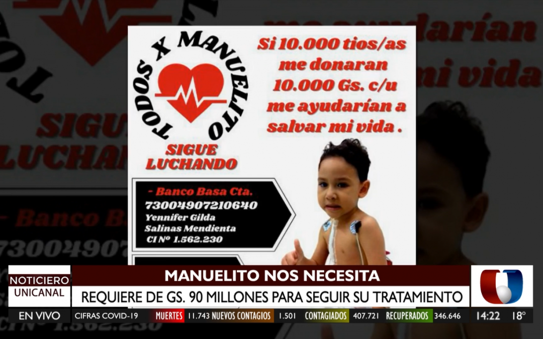 Manuelito necesita G. 90 millones para someterse a una operación en Argentina