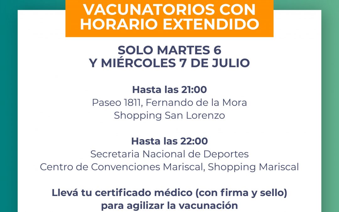 Salud extiende horario de atención en cuatro vacunatorios