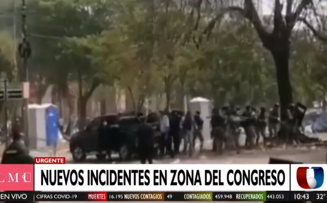 Continúan los disturbios frente al Congreso, tras detención de líder indígena