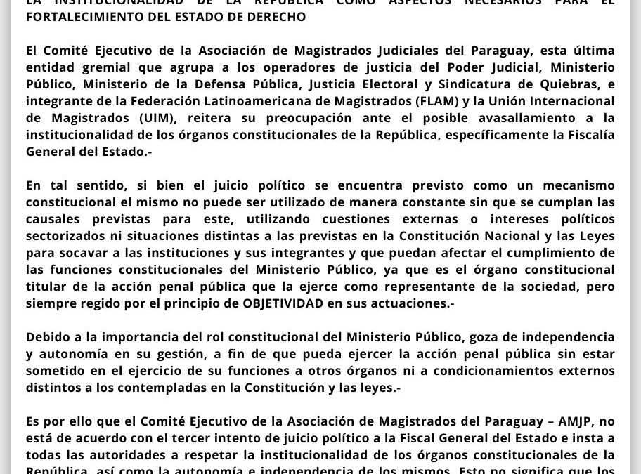 Magistrados piden respetar autonomía e institucionalidad de la Fiscalía