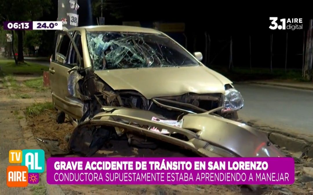 Mujer que aprendía a conducir ocasiona grave accidente en San Lorenzo