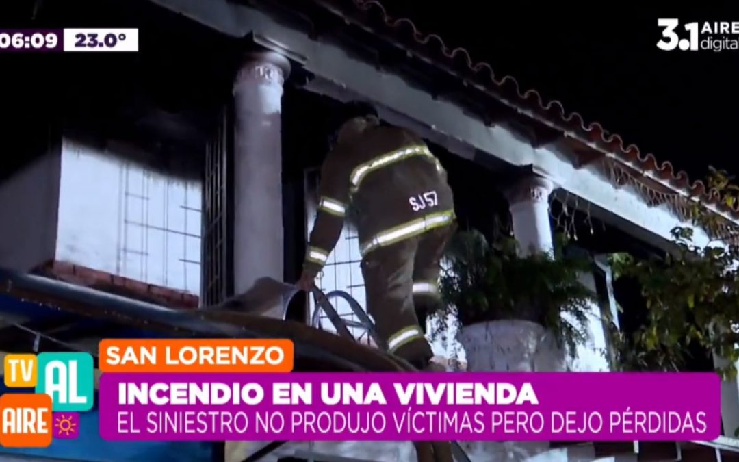 Incendio consume parte de una vivienda en San Lorenzo