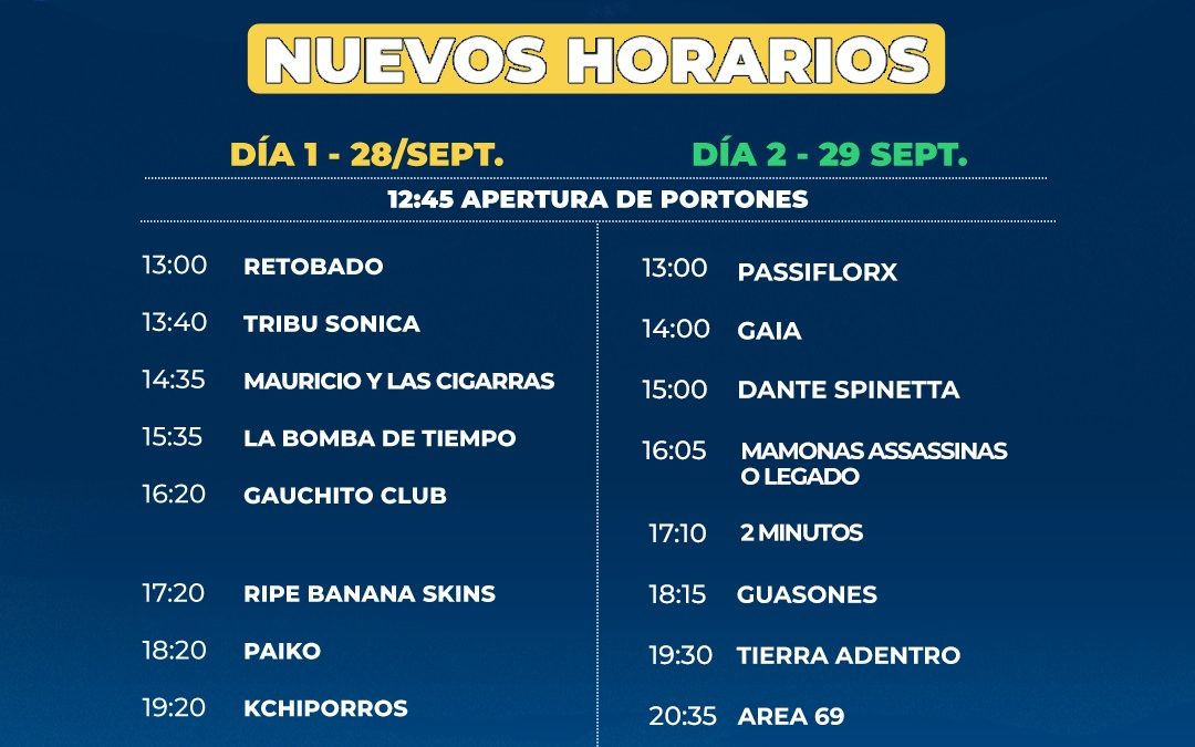 Reciclarte anunció los nuevos horarios para los shows de ambos días