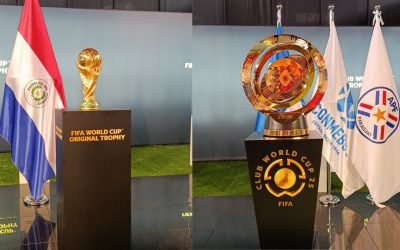 Exhiben la Copa del Mundo y el trofeo del Mundial de Clubes en el Puerto de Asunción