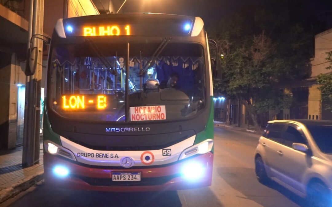 Servicio nocturno Búho 1 amplía su recorrido incluyendo la terminal de Asunción