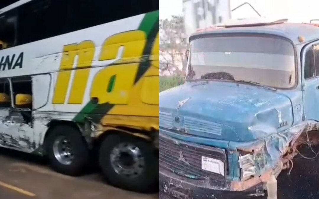 Choque entre camión y colectivo deja un joven herido en San Pedro