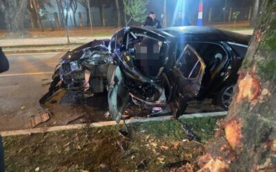 Violento choque contra un árbol deja dos heridos en Ciudad del Este