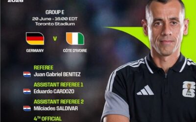 Mundial: Juan Gabriel Benítez dirigirá el juego entre Alemania y Costa de Marfil 