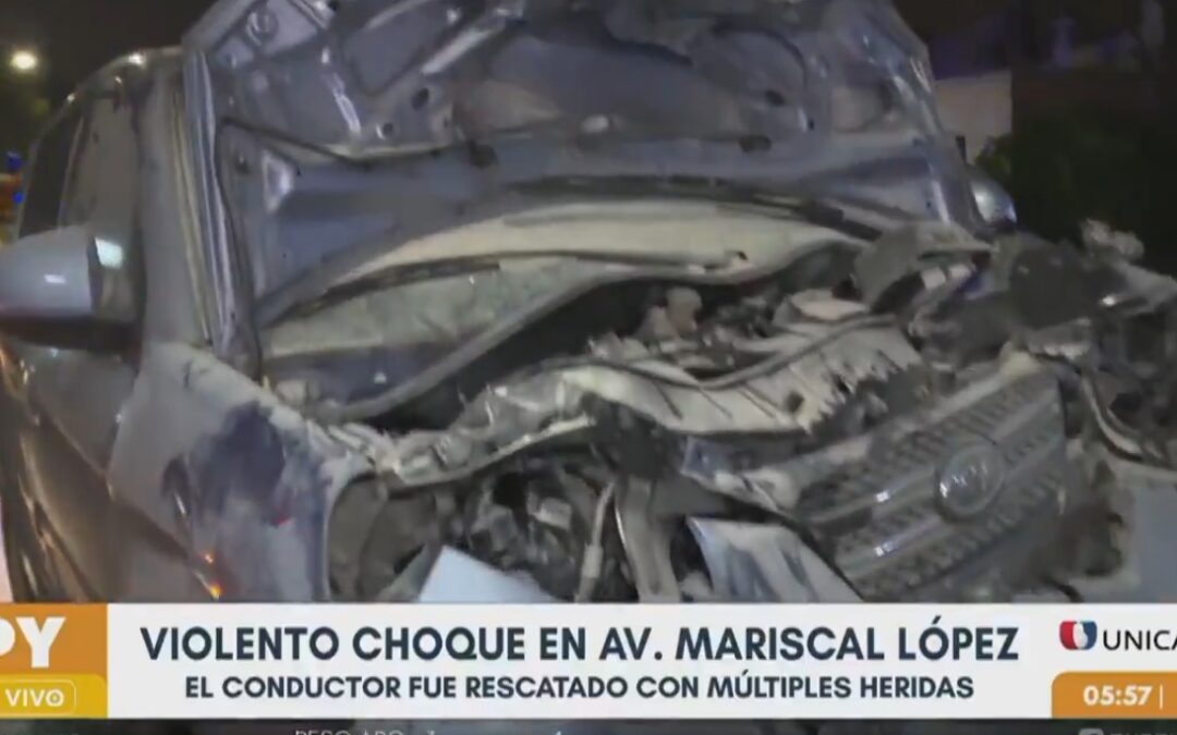 Violento choque sobre Mariscal López deja un automovilista herido