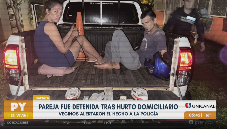 Capiatá: Detienen a pareja de ladrones domiciliarios